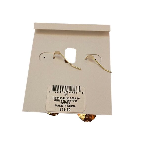 NWT Style & Co dangle earrings green gold - Picture 4 of 4